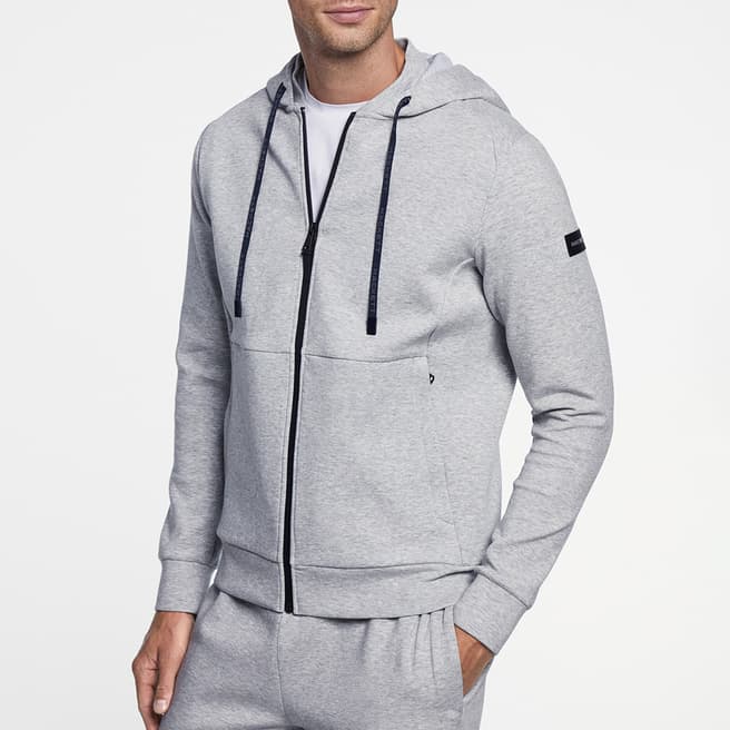 Hackett London Grey Cotton Zip Hoodie