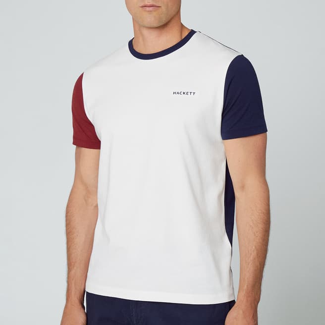 Hackett London White/Multi Crew Neck Cotton T-Shirt