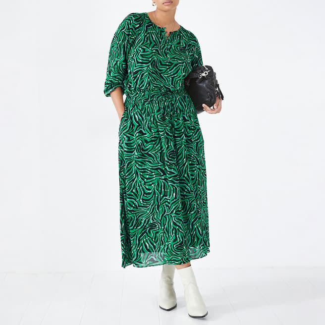 hush Green Zebra Madelyn Midi Dress