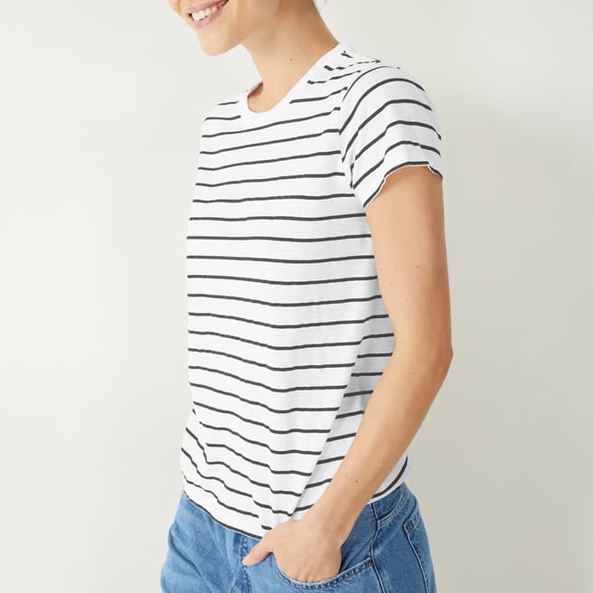 hush White/Black Slim Striped Cotton T-Shirt