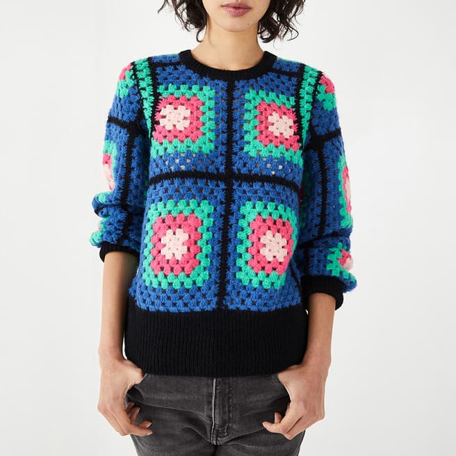 hush Multi Yara Wool Blend Crochet Jumper