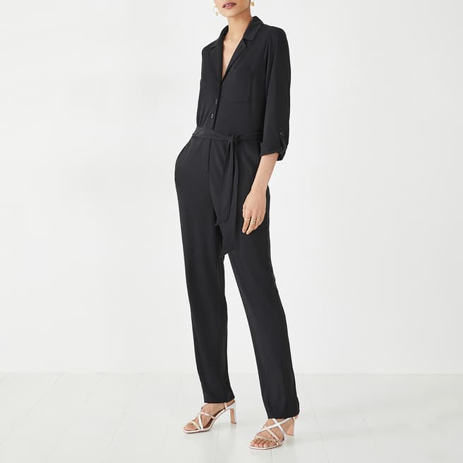 hush Black Portia Belted Jumpsuit