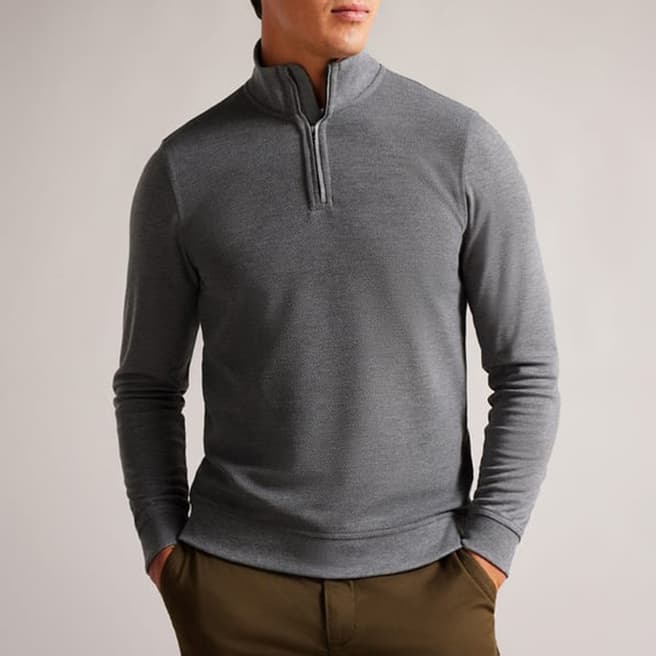 Ted Baker Charcoal Antram Quarter Zip Jumper