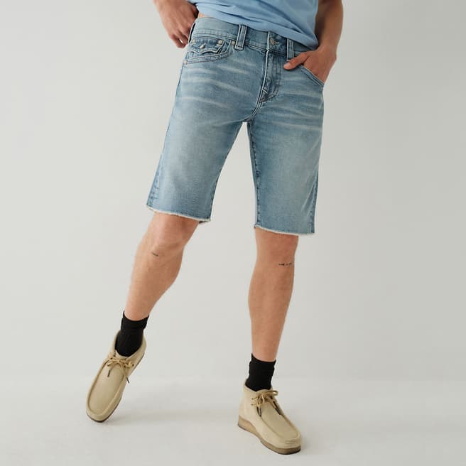 True Religion Light Blue Ricky Flap Denim Shorts