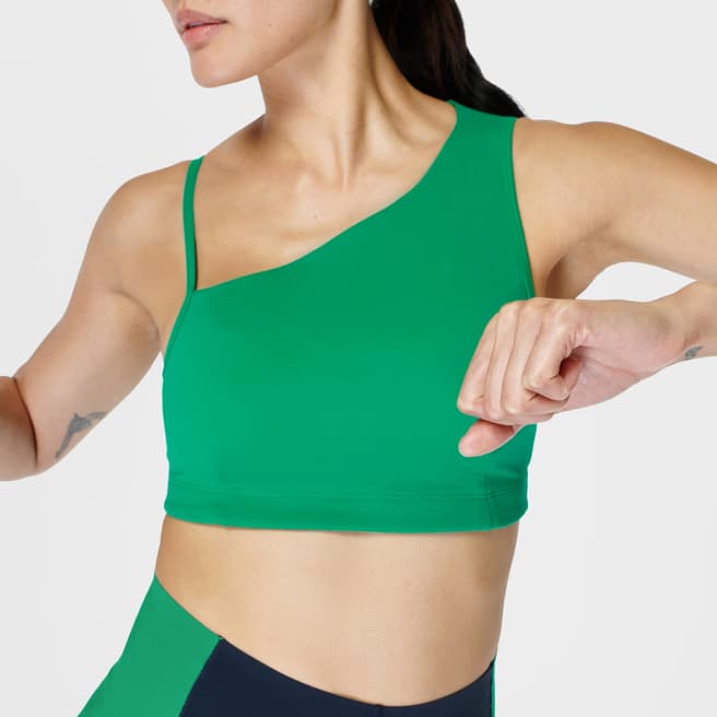 Sweaty Betty Green Asymmetric Sculpt Bra 