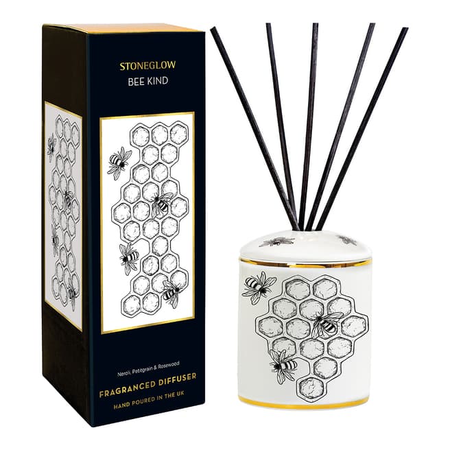 Stoneglow Candles Neroli, Petitgrain & Rosewood Ceramic Reed Diffuser 200ml - Bee Kind - Keepsake