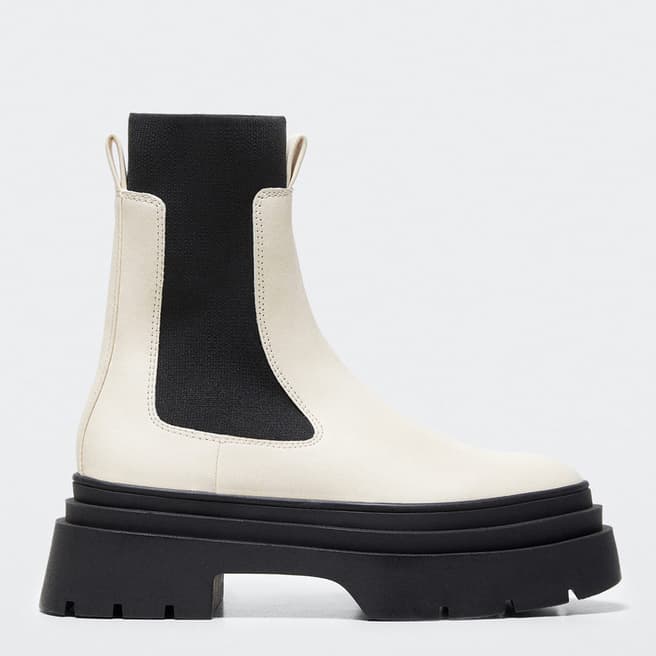 Mango White Geo Chunky Ankle Boots