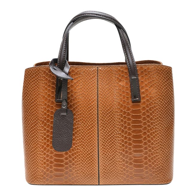 Roberta M Brown Leather Top Handle Bag