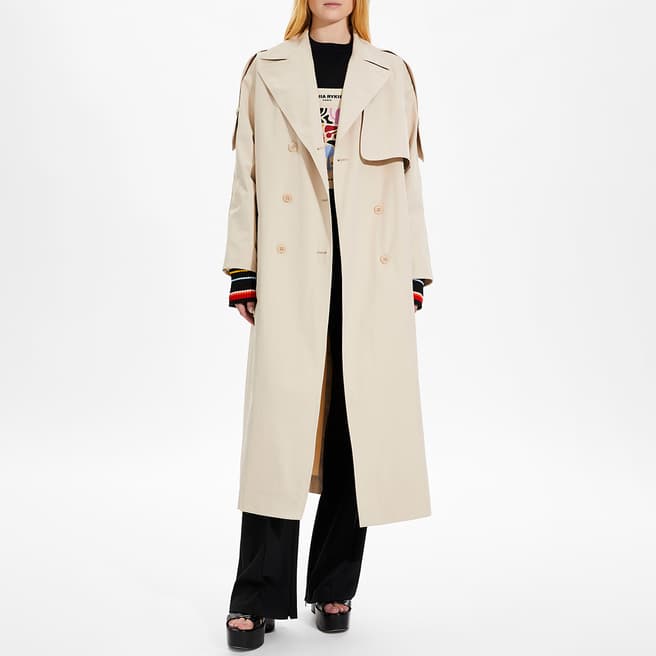 Sonia Rykiel Beige Long Sleeve Trench Coat