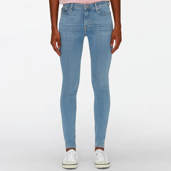 7 For All Mankind Blue High Waisted Skinny Slim Stretch Jeans