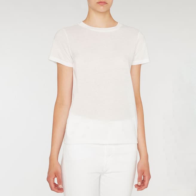 7 For All Mankind White Liv Cotton Blend T-Shirt