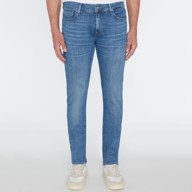 7 For All Mankind Blue Wash Paxtyn Stretch Jeans