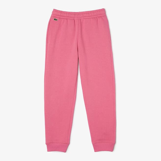 Lacoste Teen Boy's Pink Embroidered Cotton Blend Joggers