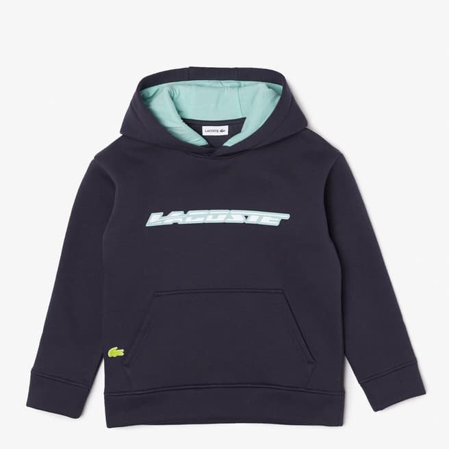 Lacoste Kid Boy's Navy Chest Logo Cotton Hoodie