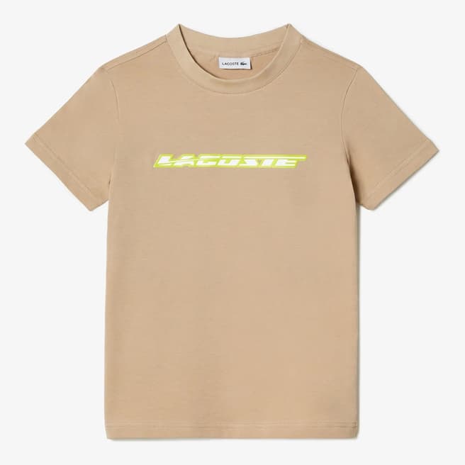 Lacoste Teen Boy's Tan Chest Logo Cotton T-Shirt