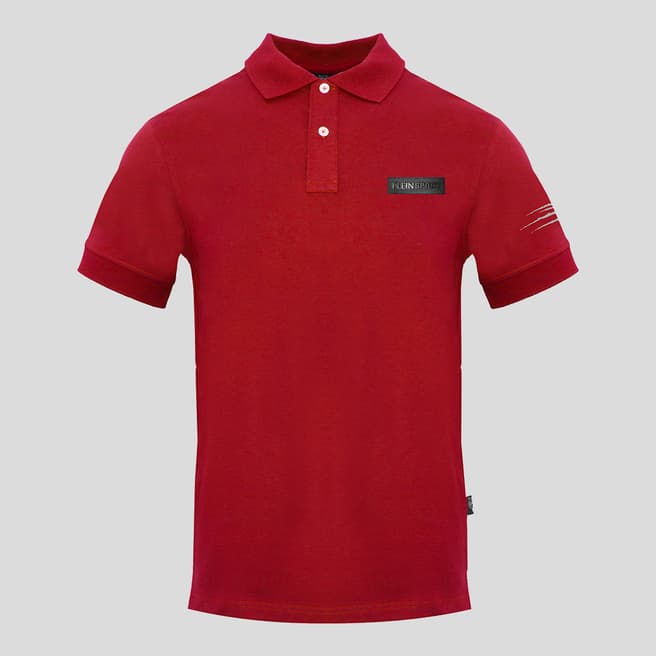 Philipp Plein Red Claw Print Sleeve Polo Shirt