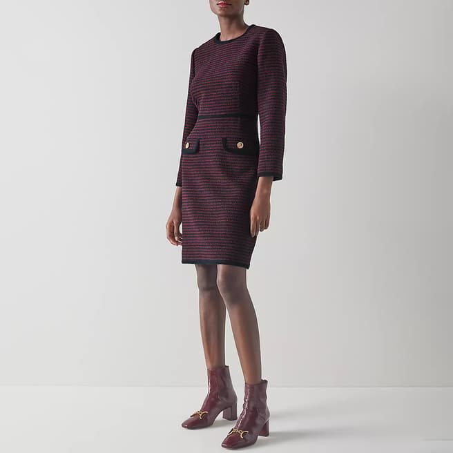 L K Bennett Purple Paloma Cotton Blend Tailored Dress