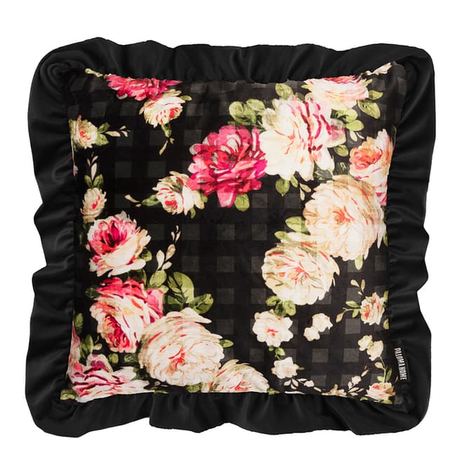 PALOMA HOME Fashion Floral Cushion, Black/Pink
