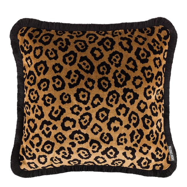 PALOMA HOME Velvet Leopard Cushion, Gold