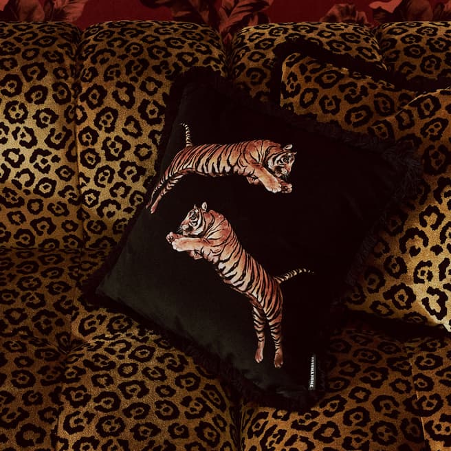 PALOMA HOME Pouncing Tigers Cushion, Black