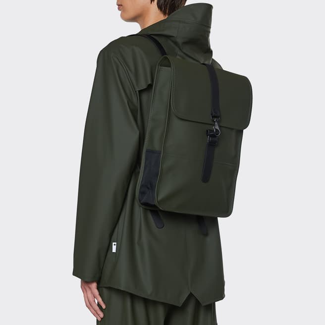 RAINS Green Unisex Waterproof Backpack Mini