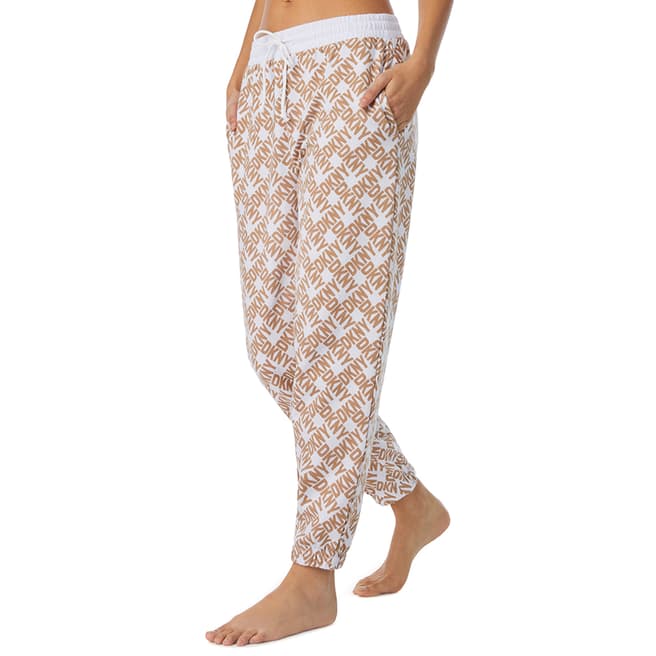 DKNY Beige Logo Printed Pajama Pants