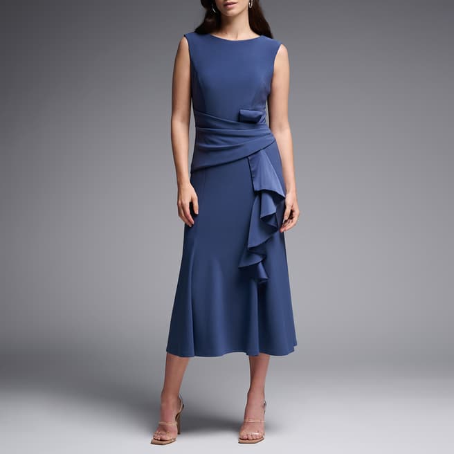 Joseph Ribkoff Navy Frill Midi Dress