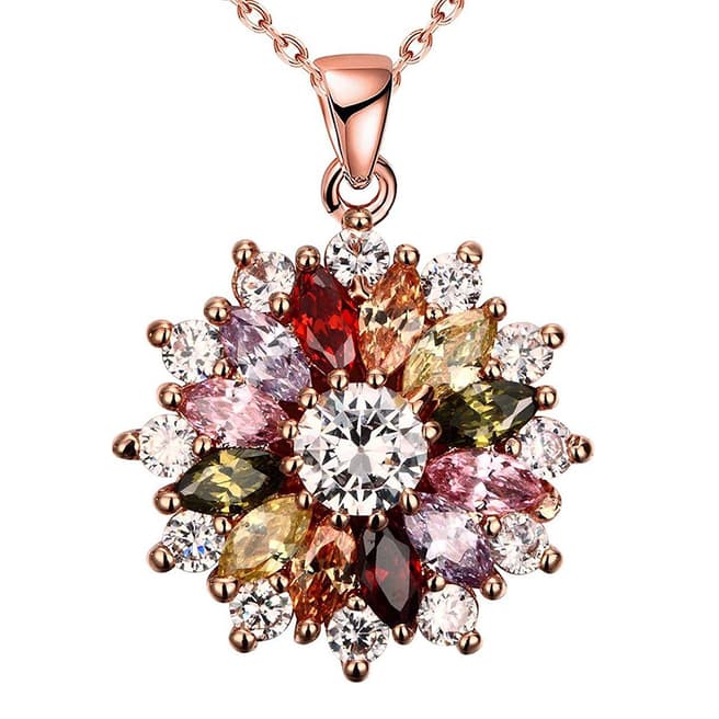 Ma Petite Amie Multicolour/Rose Gold Flower Necklace