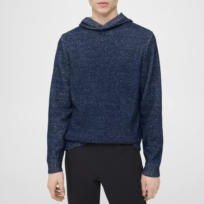 Theory Navy Hilles Knit Cashmere Blend Hoodie