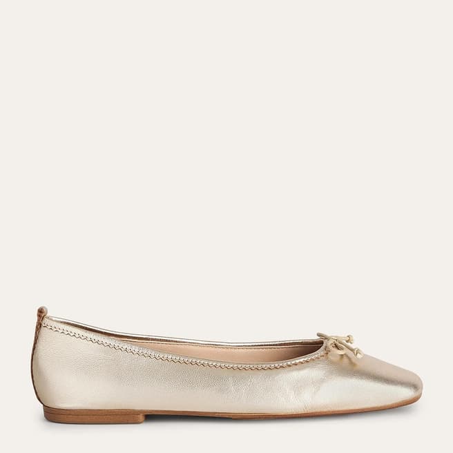 Boden Gold Kitty Flexi Sole Ballet Pumps