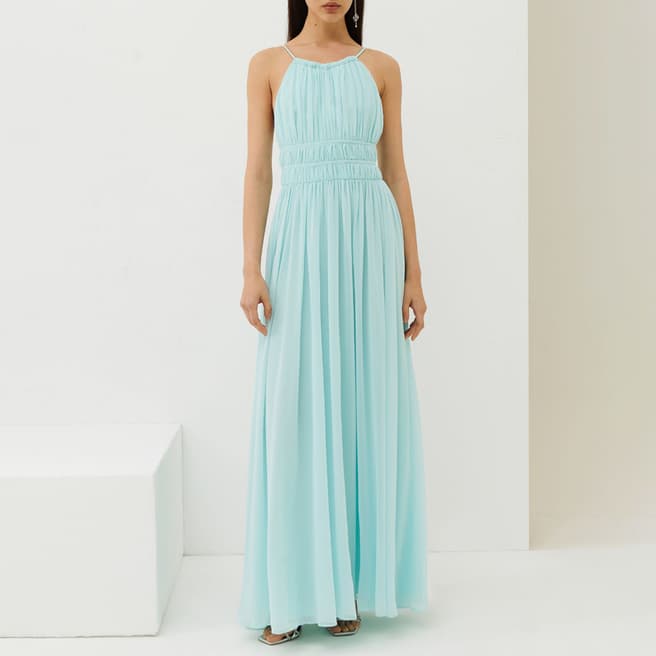 Marella Light Blue Agami Halter Neck Maxi Dress