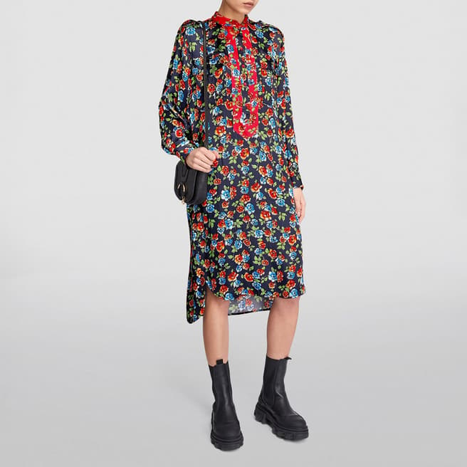 Max&Co. Navy/Multi Debo Floral Midi Shirt Dress