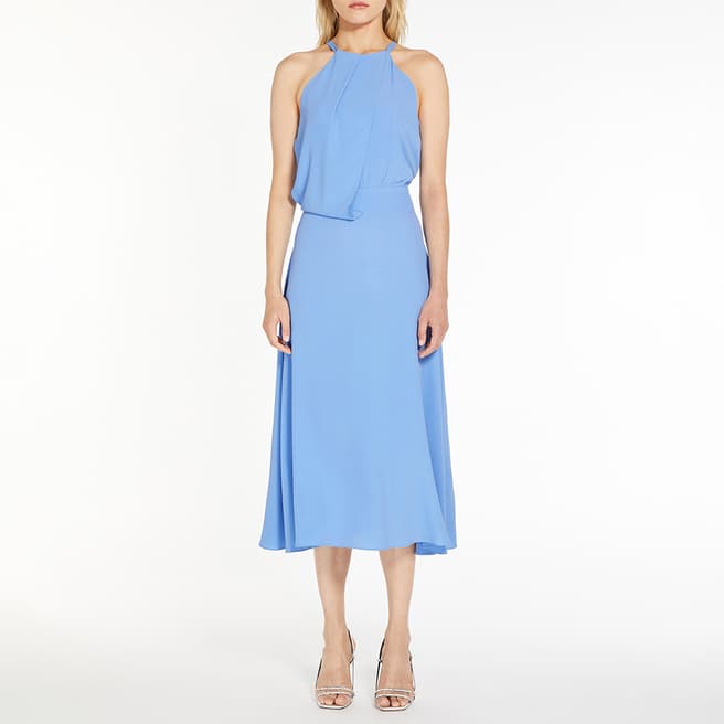 Marella Blue Infante Silk Blend Midi Dress