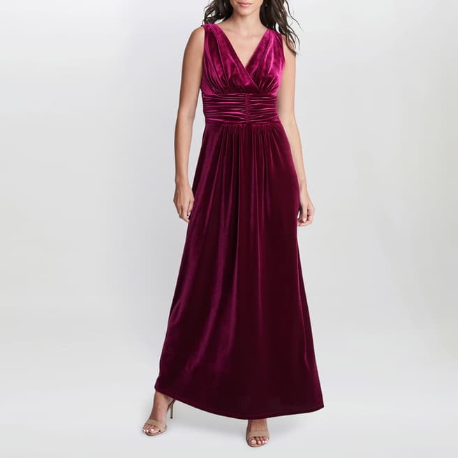 Gina Bacconi Pink Patricia Sleeveless Velvet Maxi Dress