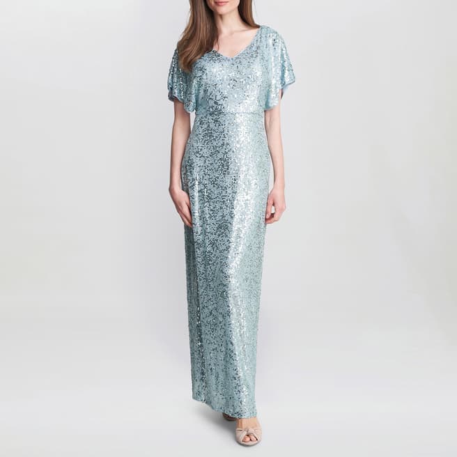 Gina Bacconi Blue Courtney Maxi Sequin Dress