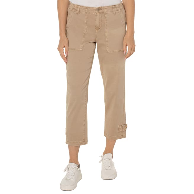 Liverpool Beige Utility Cropped Cargo Trousers