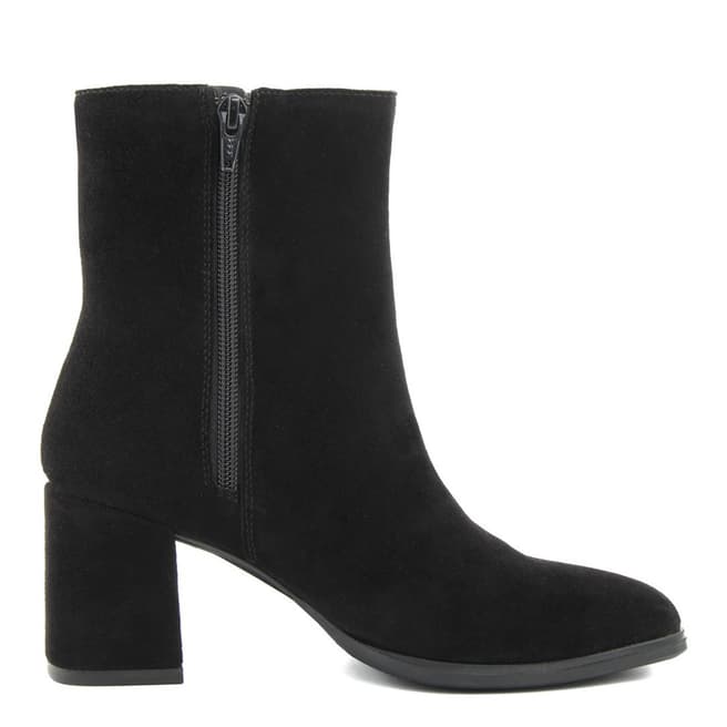 Triple Sun Black Suede Heeled Ankle Boots