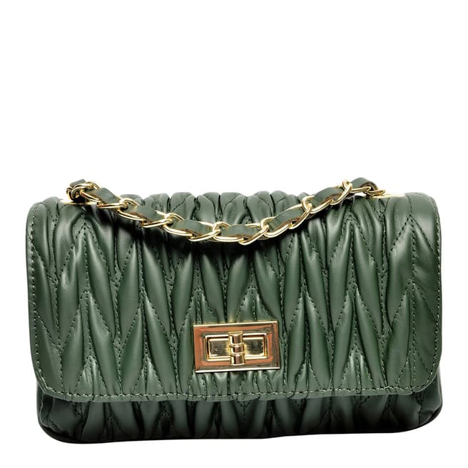 Mangotti Green Italian Leather Crossbody Bag