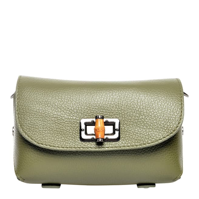 Mangotti Green Italian Leather Shoulder Bag