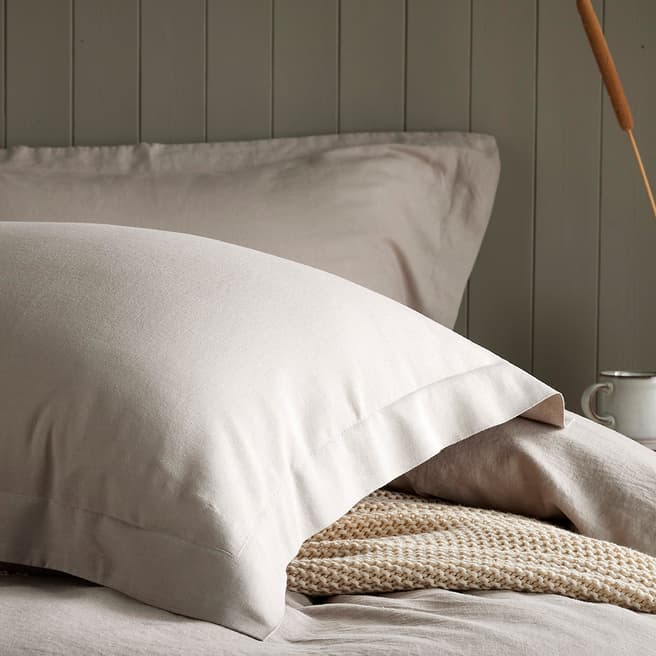 Hotel Living Linen Blend Pair of Oxford Pillowcases, Stone