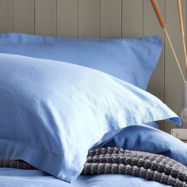 Hotel Living Linen Blend Pair of Oxford Pillowcases, Marine