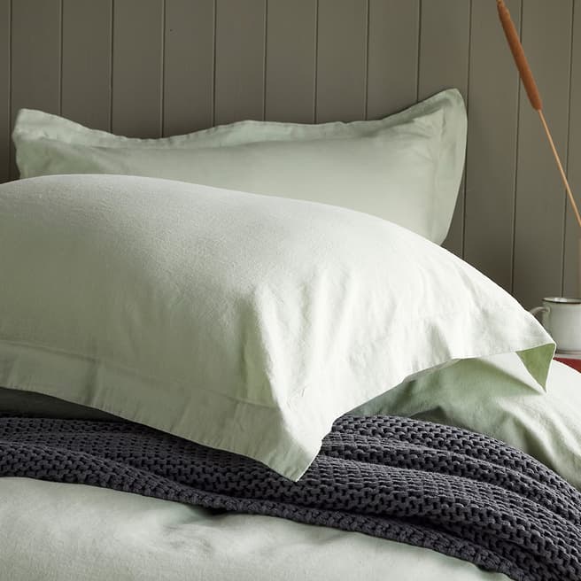 Hotel Living Linen Blend Pair of Oxford Pillowcases, Duck Egg