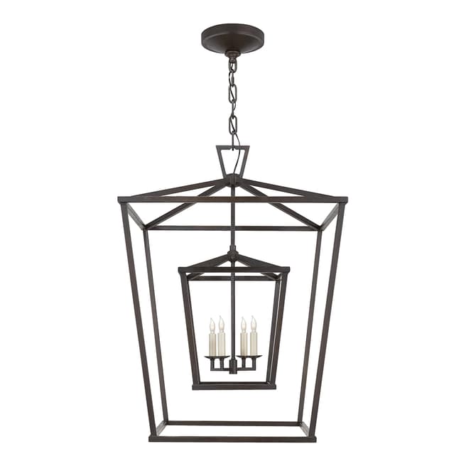 Chapman & Myers for Visual Comfort & Co. Darlana Large Double Cage Lantern in Aged Iron