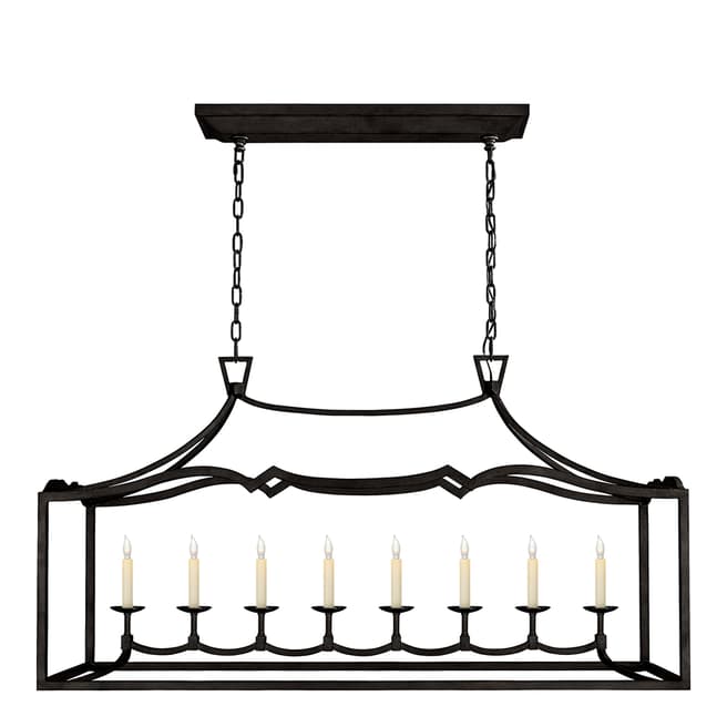 Chapman & Myers for Visual Comfort & Co. Fancy Darlana Large Linear Pendant in Aged Iron