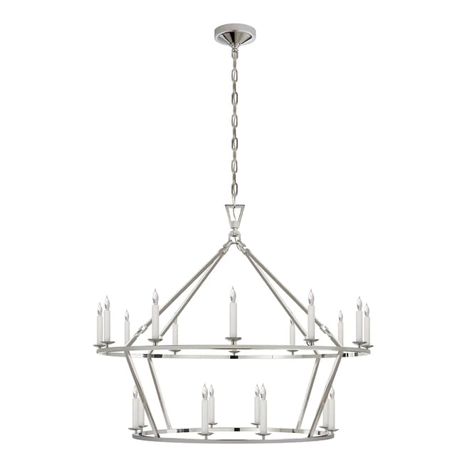 Chapman & Myers for Visual Comfort & Co. Darlana Large Two-Tiered Ring Chandelier in Polished Nickel