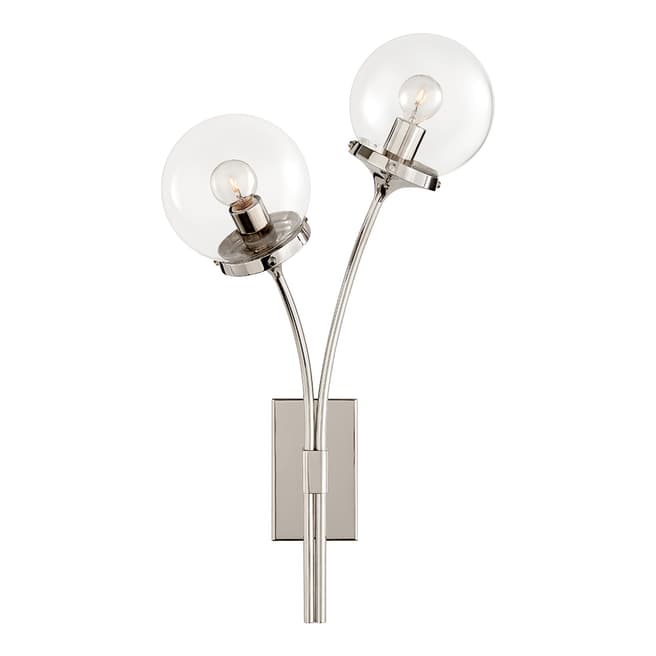 Kate Spade new york for Visual Comfort & Co. Prescott Left Sconce in Polished Nickel with Clear Glass