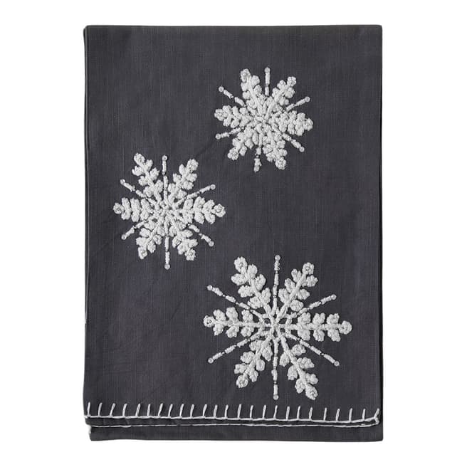 Gallery Living Embroidered Snowflakes Table Runner Charcoal, 250cm