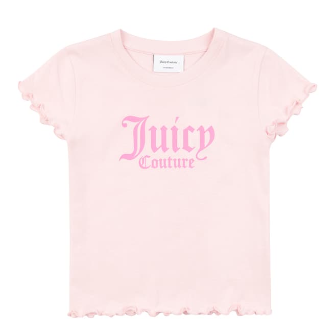 Juicy Couture Girl's Pink Cotton Branded T-Shirt