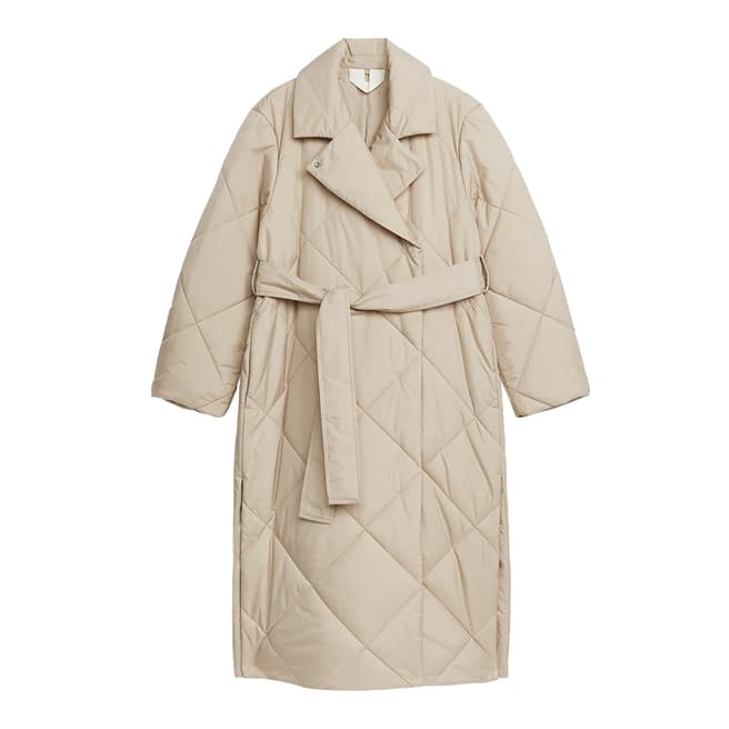 ARKET Beige Quilted Wrap Coat