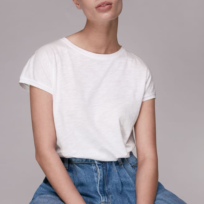 WHISTLES White Minimal Cap sleeve T-Shirt